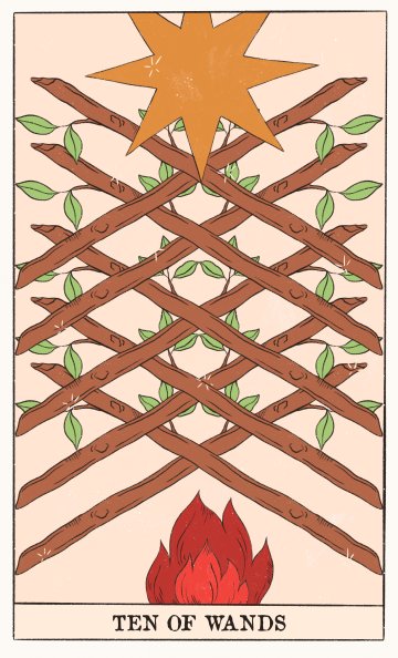 Десетка Жезли (Ten of Wands) - Таро карта значение